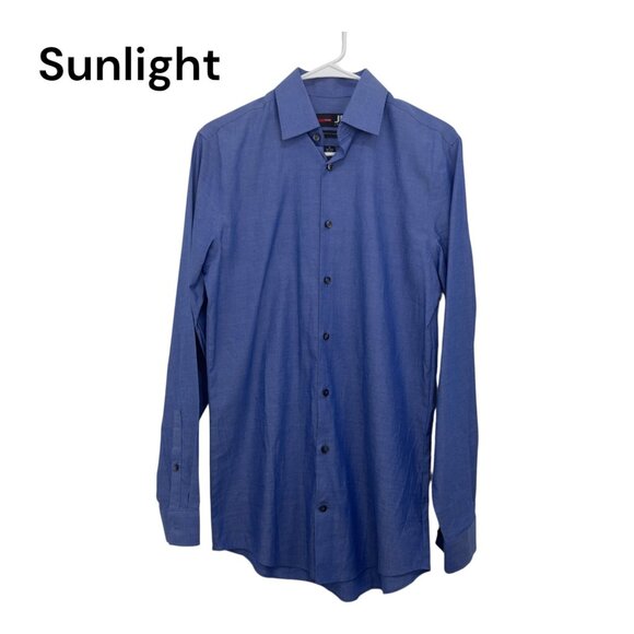 J. Ferrar Slim Fit Blue Long Sleeve Button-Up Shirt SZ Small Sleeve 100% Cotton - Picture 1 of 13